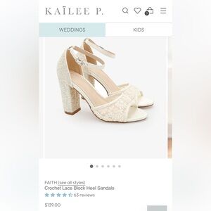 Kailee P. 'Faith' Crochet Lace Block Heel Sandals in Ivory